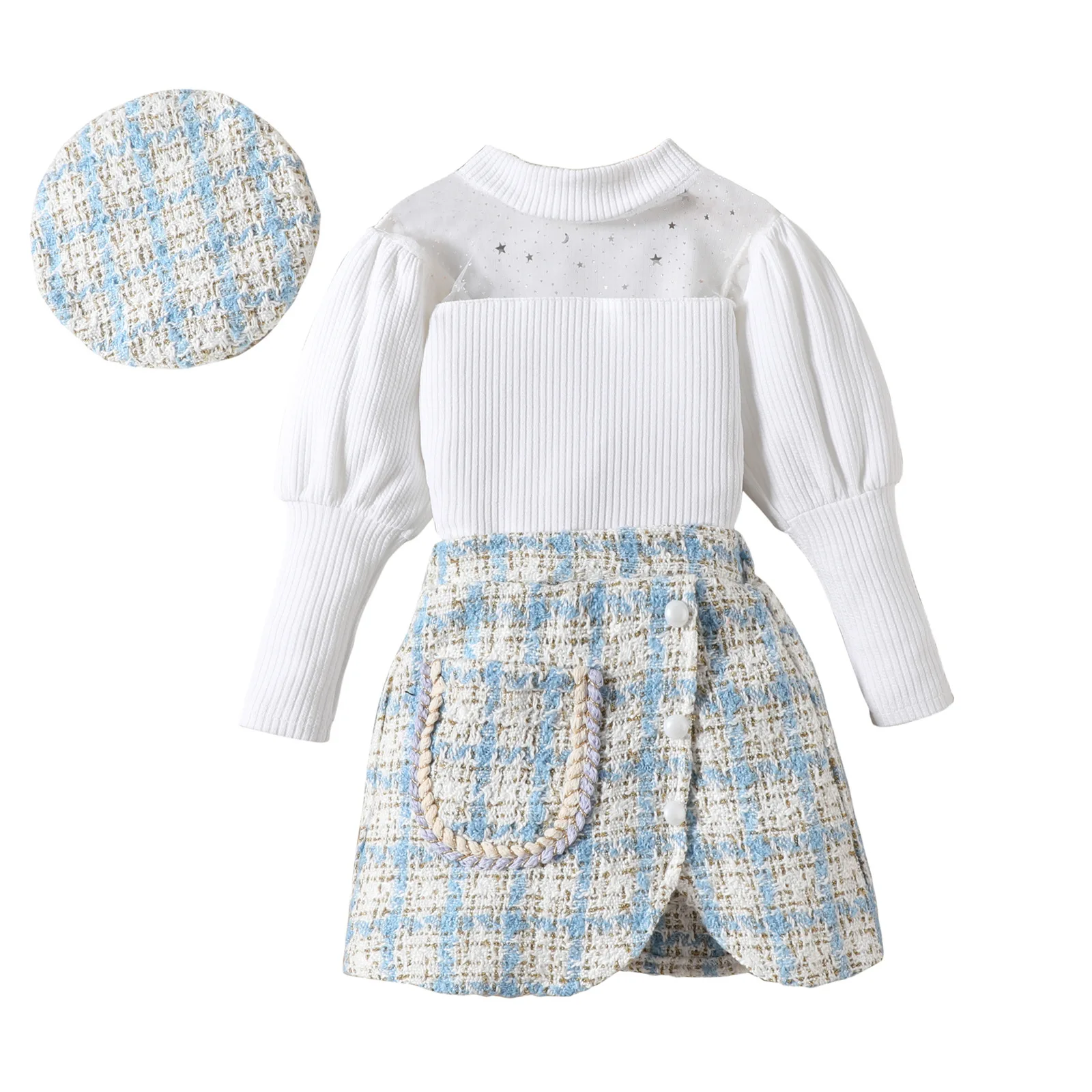 Girls Clothing Sets Long Sleeves Clothing Sets For Girls Plaid Skirt Toddler Girls Clothing Sets