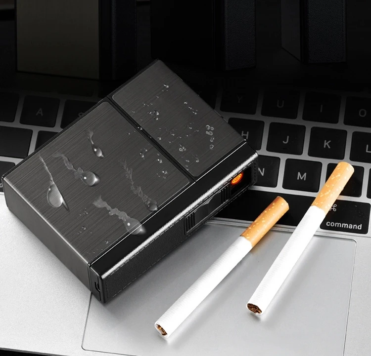 Custom OEM Cigarette Case with Built-in USB Lighter 2-in-1 Rechargeable Cigarette holder Box smoking Lighter