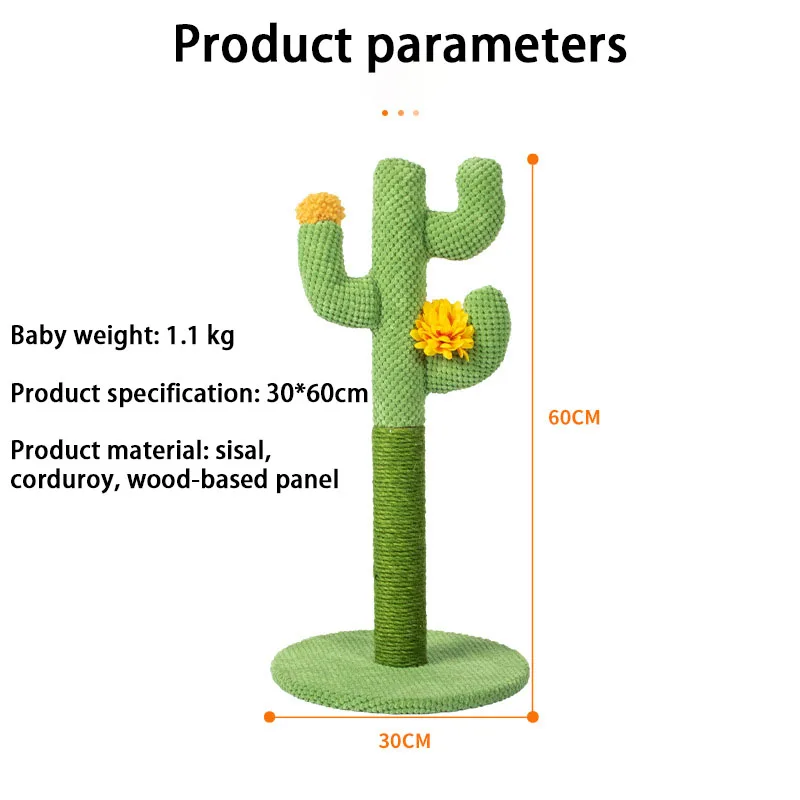 Wholesale New Fashion Green Cactus Shape Pet Cat Scratching Post Cactus Cat Scratcher Tree