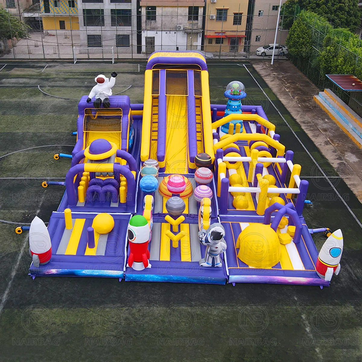 Alien Themed Inflatable Park Rocket Planets Space Themed Obstacle Outer Space Inflatable Playground Castle Galaxy Voyager Combo