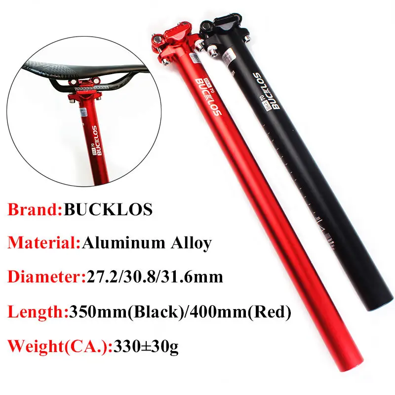 BUCKLOS aluminum alloy cheap mountain bike seat post 27.2/30.8/31.6mm adjustable bicycle seat post