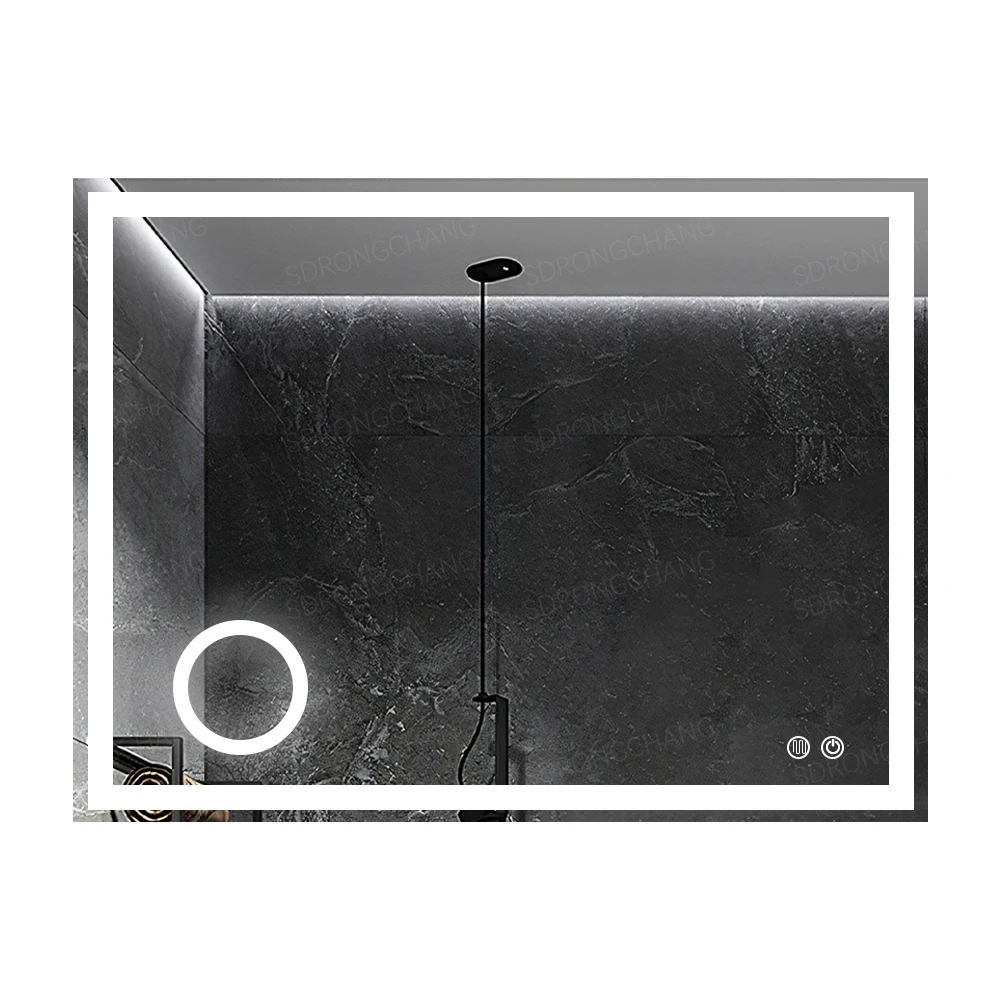 Bathroom Smart Touch Screen Mirror with magnifier Silver Backlit LED Lighted Mirror Illuminated Bath Mirror for Hotel and Home