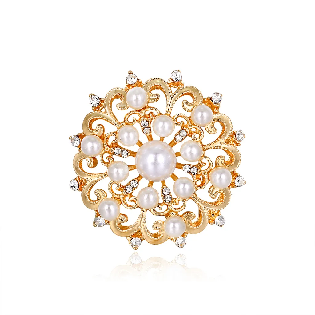 DRAL769 Wholesale Fashion Pearls Brooches Women Gold Plated Brooch Pin