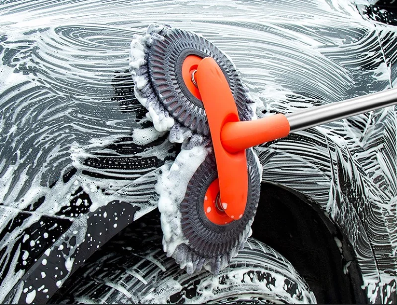 Car wash mop rotary telescopic does not hurt the car soft brush long handle telescopic cleaning brush