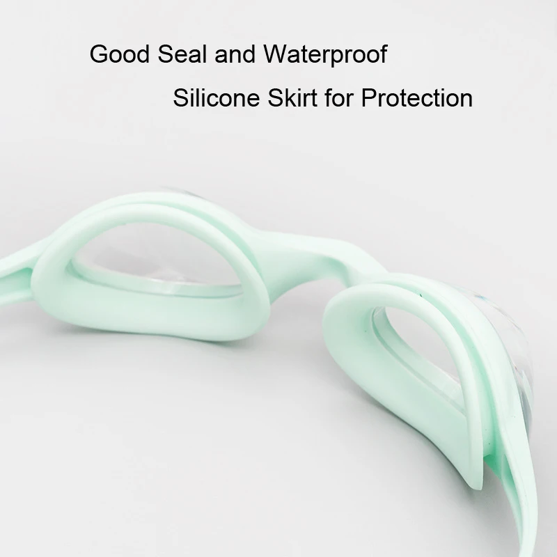 No leaking adjustable strap back swimming goggles Green color silicone swimming goggles for kids