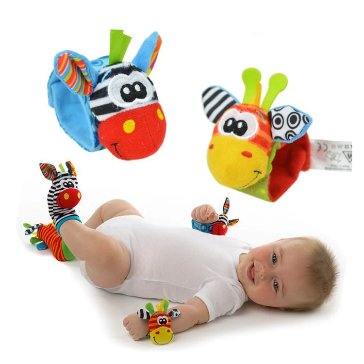 Baby Toddler Plush ladybug Bracelet Rattle Cute Animal Wrist Band Baby socks Toys