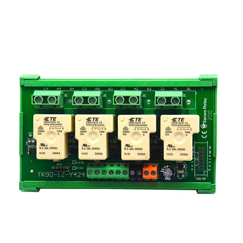 DC24V 4-channel Tyco high power electromagnetic relay control module 30A t9es1d14-12 PLC output amplifier board