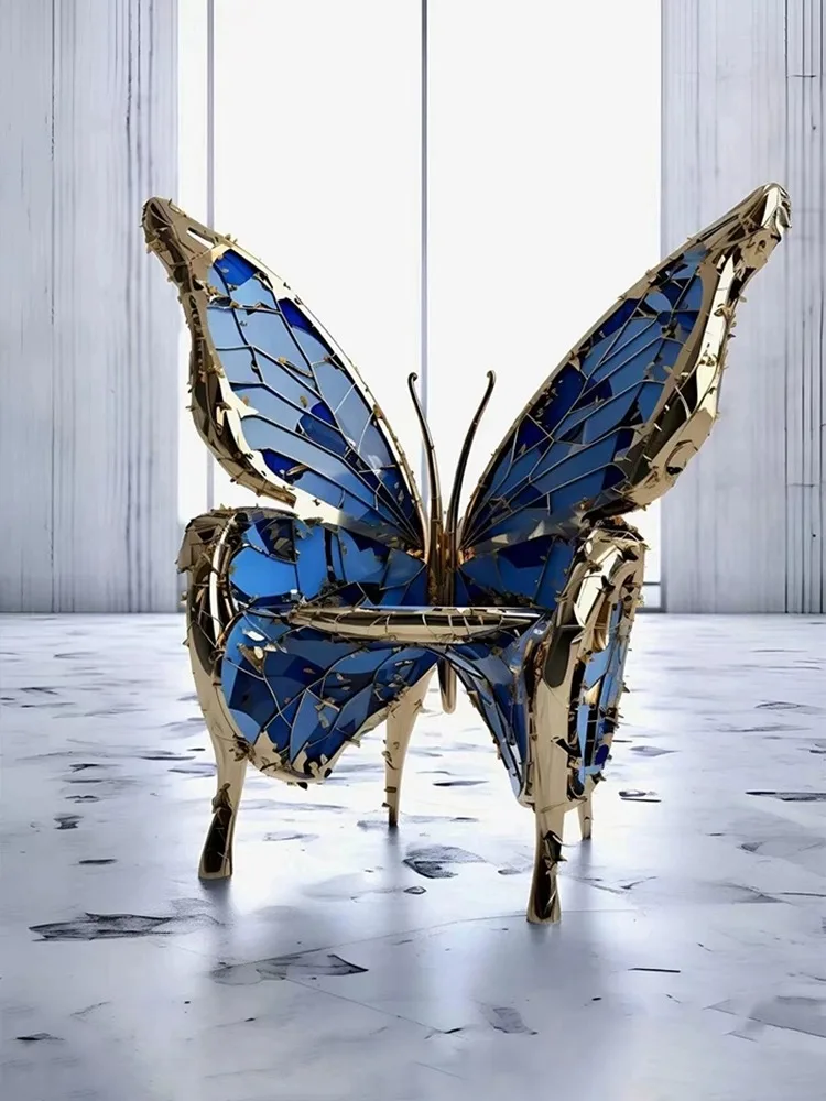 Italian light luxury designer pure copper butterfly chair villa living room creative art Queen throne single leisure chair