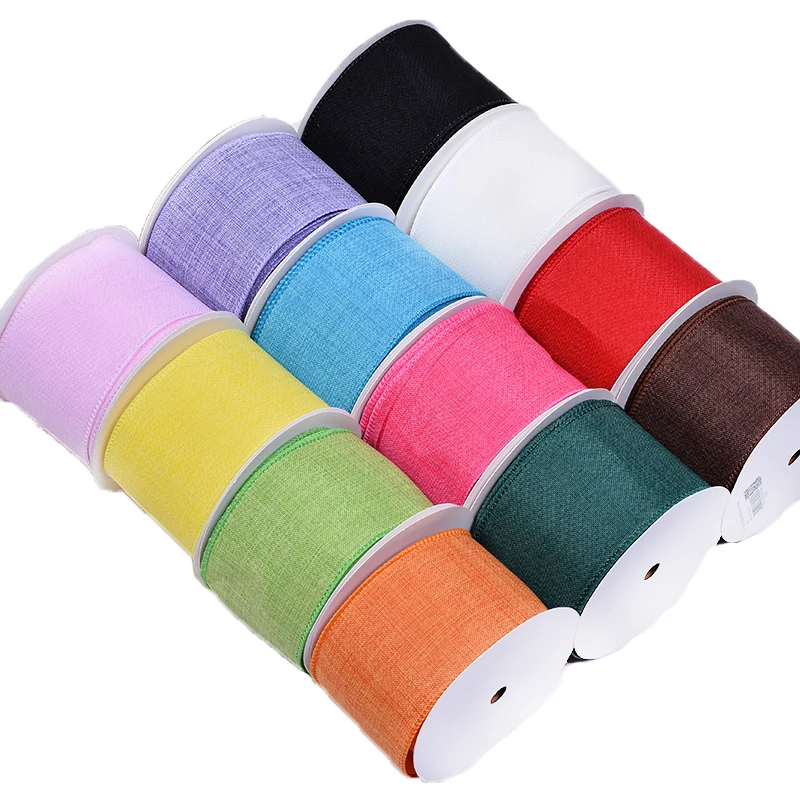 Linen Wired Ribbon 2.5 inch x 10 Yard for Christmas Home Wedding Decor Gift Wrapping Tree Topper Bow Wreath Bouquet DIY Crafts