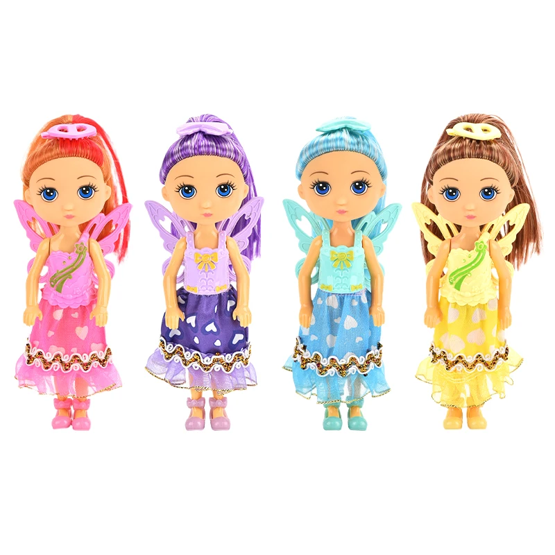 Pretty girl mini fashion model dolls toy 5 inch include butterfly wings girls gift lovely doll for girl