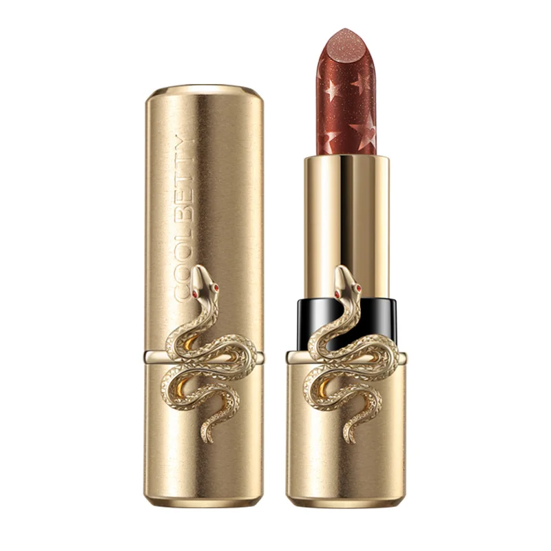 Оптовая продажа, Высококачественная Золотая помада в форме змеи с кольцом, фирменная торговая марка, водонепроницаемая Роскошная матовая помада, роскошный макияж