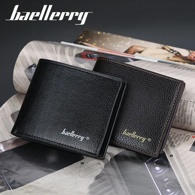 Новинка 810 мужской горизонтальный короткий кошелек Baellerry из мягкой кожи с рисунком личи отделением для