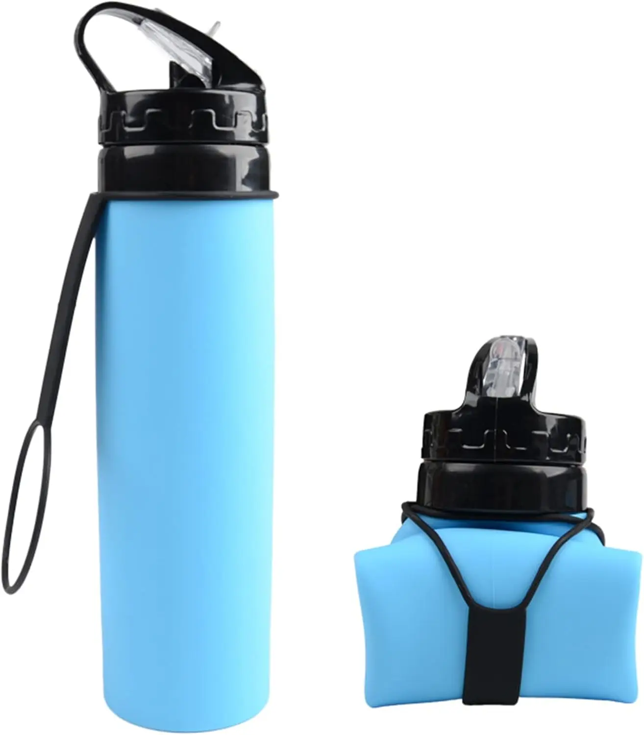 Custom 600ml Folding Silicone Water Bottle for Kids - Travel, School & Camping Ready!