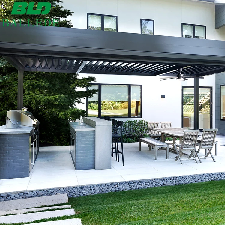 Motorized Freestanding Modular Pergola Bioclimatic Gazebo for Home Party Entertainment