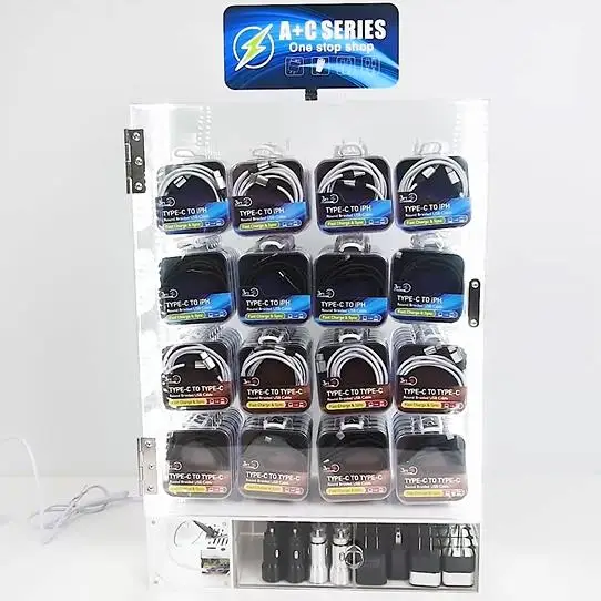 New Products Phone Accessories Counter Display Mobile Counter Display Showcase High Quality Data Cable Display Rack with LED