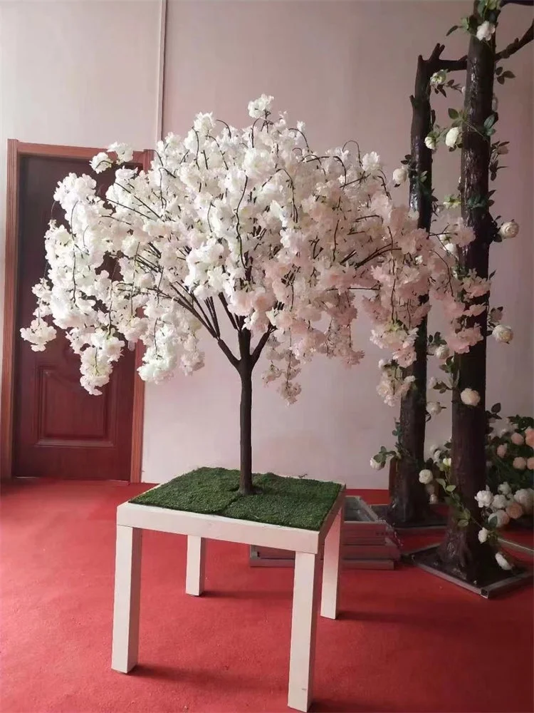 L-337 Customized Wedding Decoration Arches 4.9ft Tree Artificial Silk Flower White Centerpiece Cherry Blossom Tree for Table