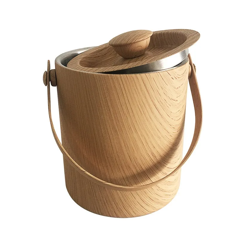 Custom Bar Home 1L Small Metal Wine Chiller Beer Cooler Double Wall Stainless Steel Mini Ice Bucket with Lid and Handle