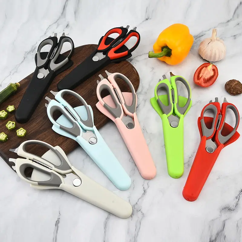 All Purpose Kitchen Gadgets Stainless Steel Blade Meat Chicken Food Cutting Kitchen Scissors Stainless Steel With Sheath