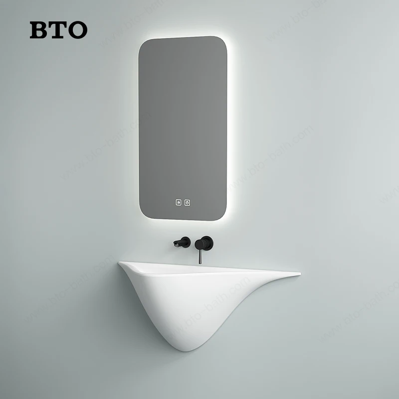 BTO special shape design sanitary ware irregularity small size vessel sink hand wash wall hung ceramic basin