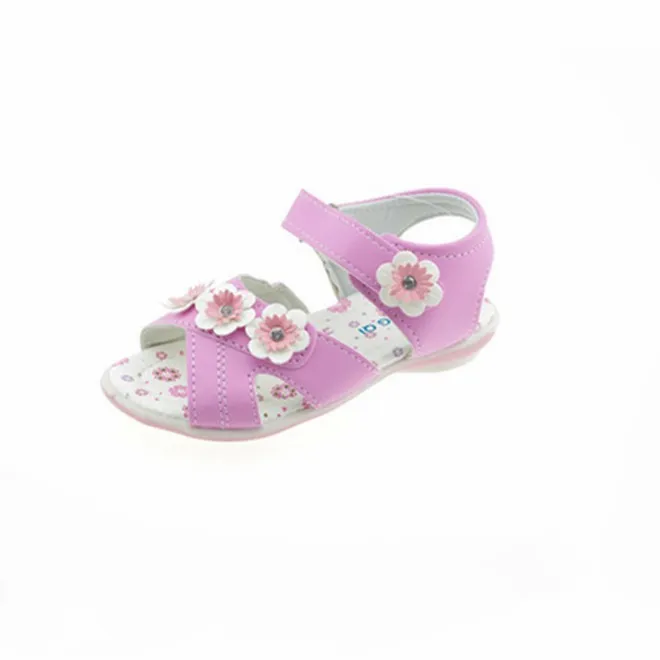 
china kids Pink flower soft baby slip foot wear girls sandals shoes 