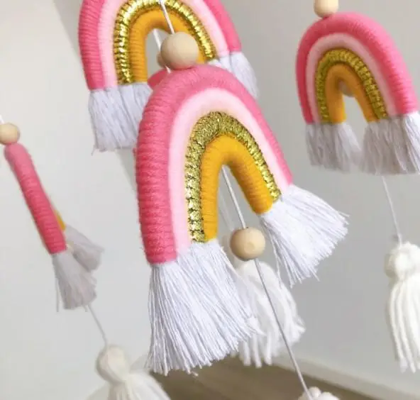 2024 INS Decorative Rainbow Nordic Style Tapestry Woven Pendant Rain Bow Macrame Wall Hanging Nursery Baby Room Wall Decor