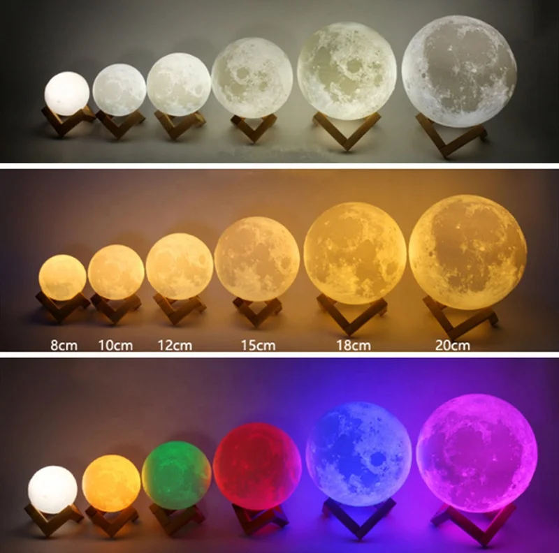 Hot Sales 3D Print Moon Lamp Creative Custom Design led lights Starry Night Light