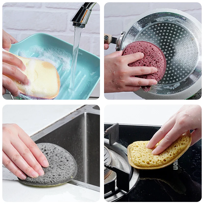 High foam porous seaweed double-sided sponge kitchen cleaning magic sponge scouring pad dishwashing sponge