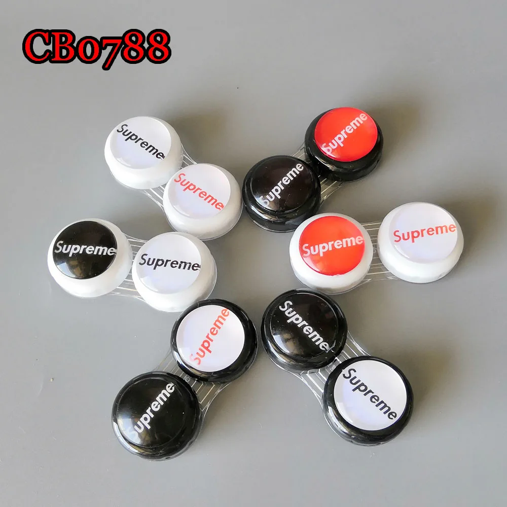 Популярный простой стеклянный чехол для контактных линз с надписью, маленький дорожный бокс CB0788