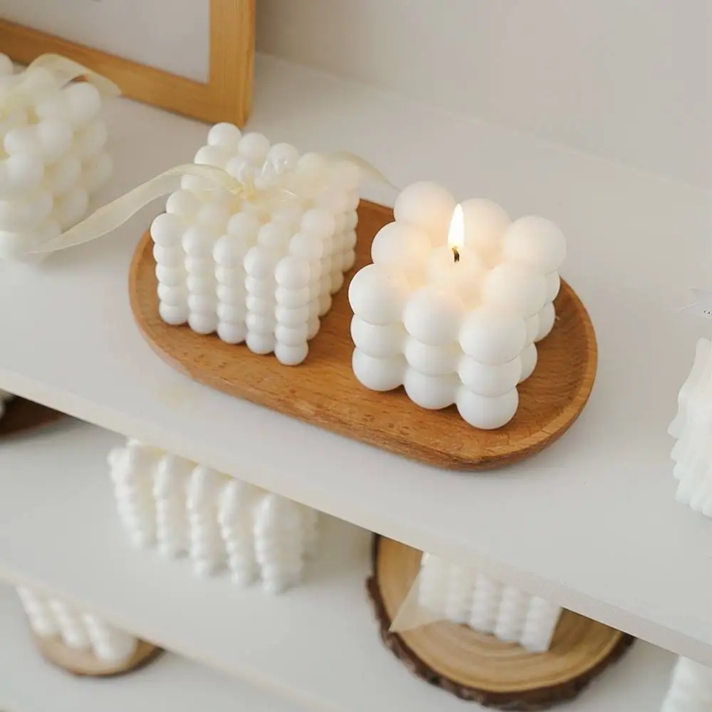 Ins Bubble Candle Cute Cube White Candles Scented Candles Home Decoration