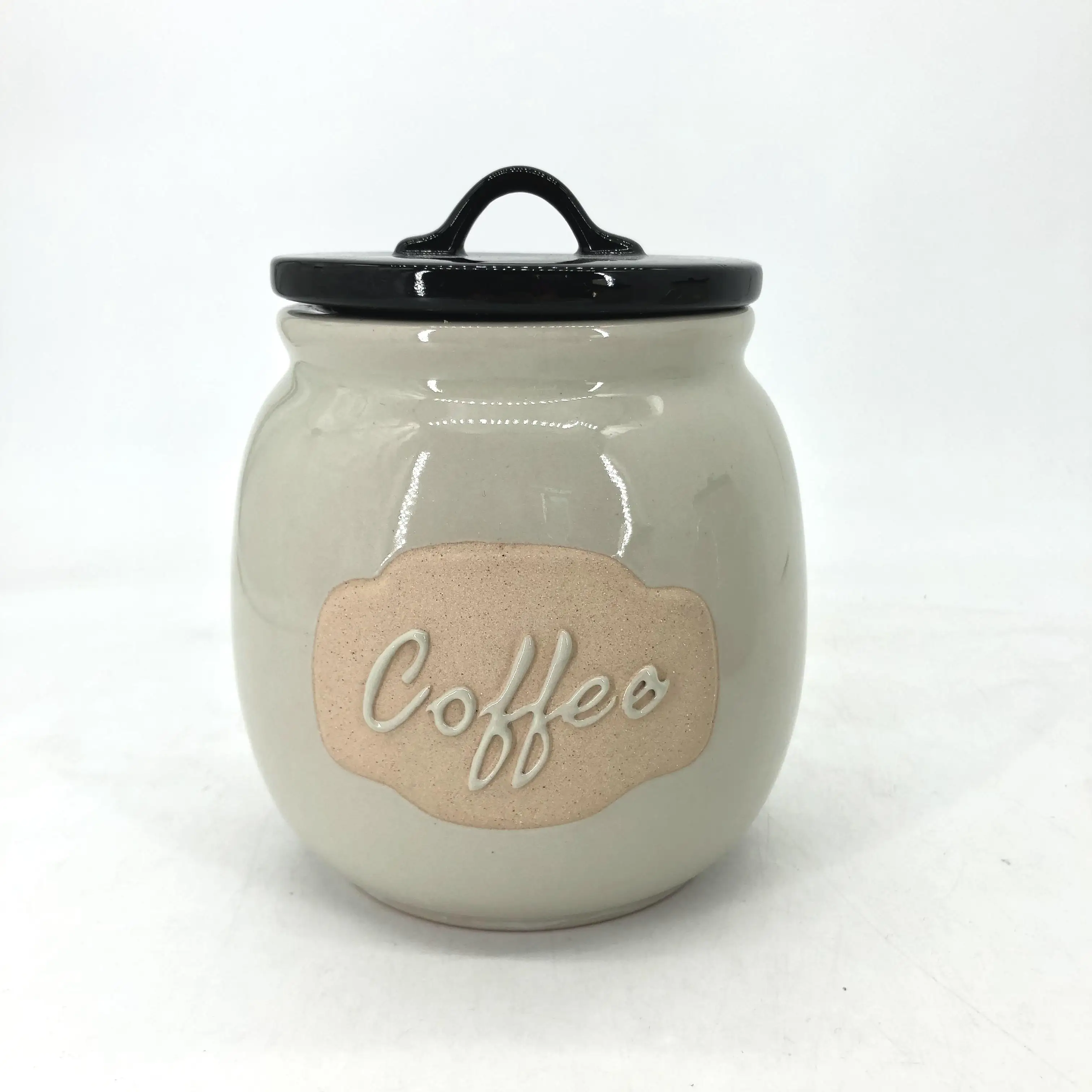 Custom Logo Ceramic Kitchen Cookie Candy Storage Container Porcelain Coffee Tea Sugar Food Storage Jar With Lid