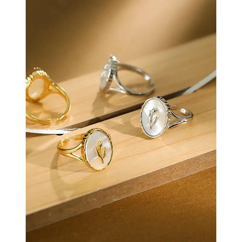 кольцо ins газ тюльпан раковина геометрия эллиптическое кольцо женский рот кольцо