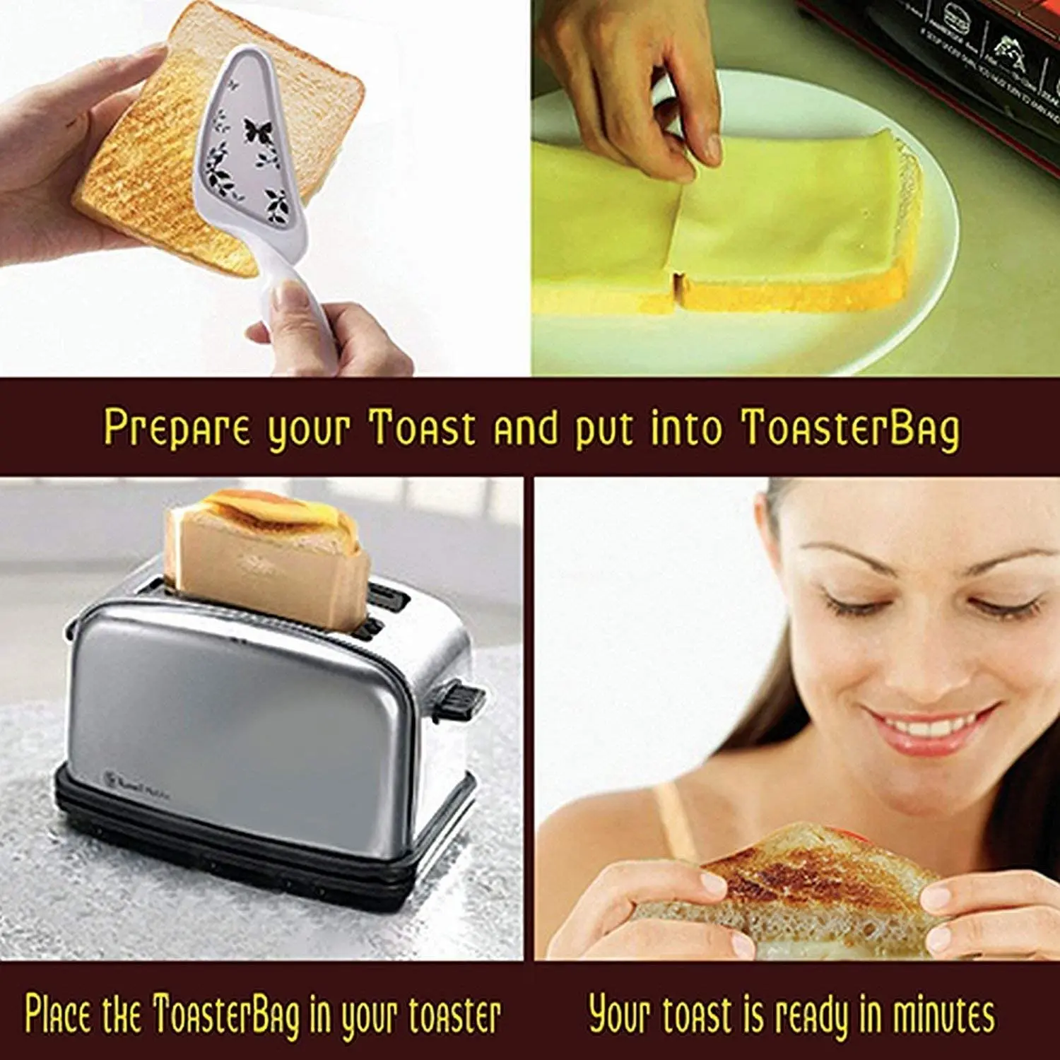 Reusable and Heat Resistant Easy to Clean Perfect for Sandwiches Pastries Pizza Slices Non Stick Toaster Bags