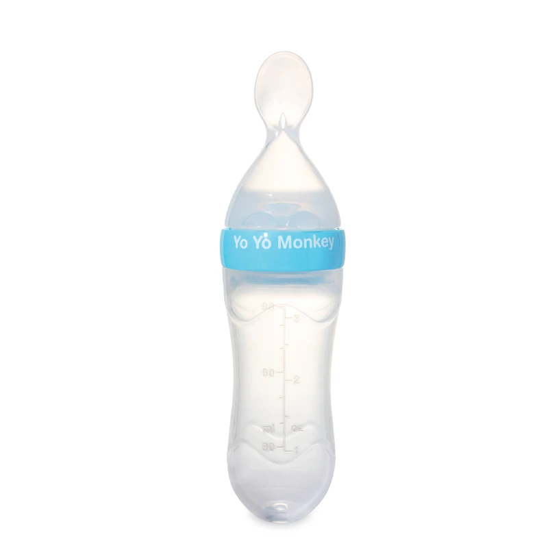 Best Seller Bpa free soft  silicone squeeze feeding spoon baby food or supplements dispenser spoon
