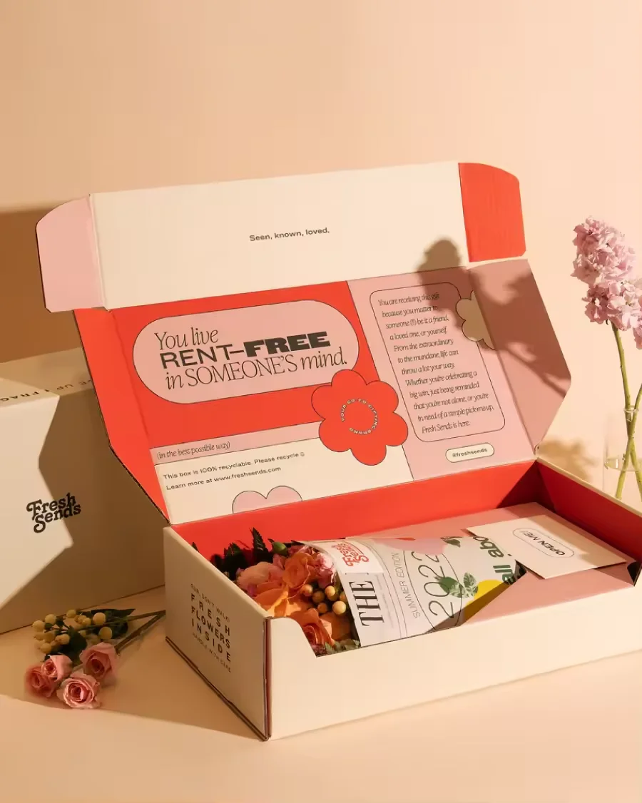 Hot sell pink small tuck top paper box gift packaging rectangular cardboard boxes flower shipping box for flowers