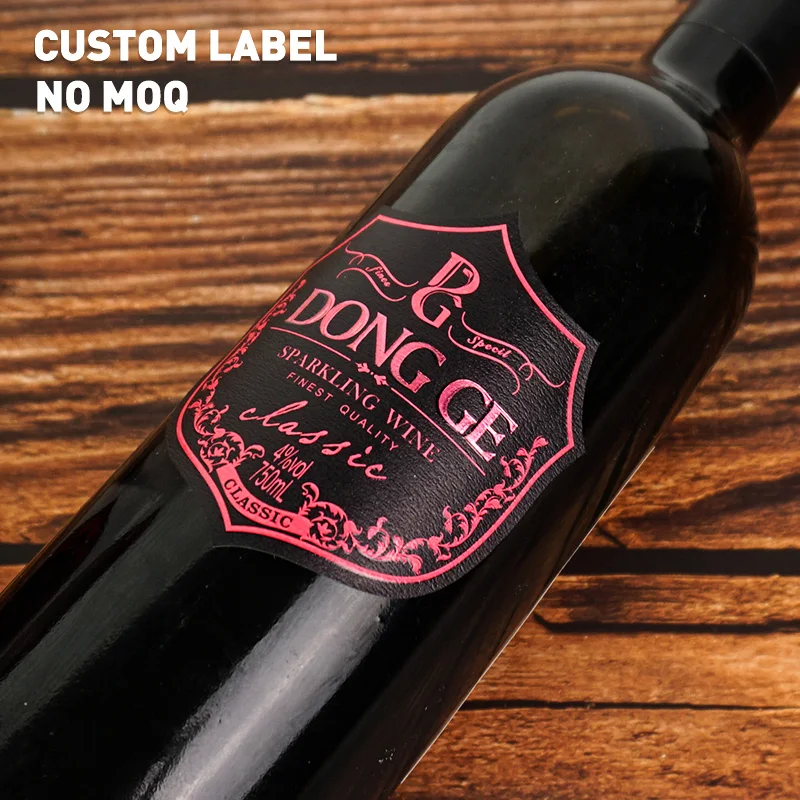 Custom Wine Product Roll Self Adhesive Logo Embossed Foil Textured Paper Label Sticker