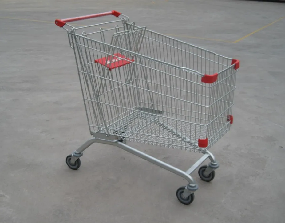 MOQ 100 PCS 240L large supermarket trolley with 4 wheels, shopping trolley for Europe supermarkets