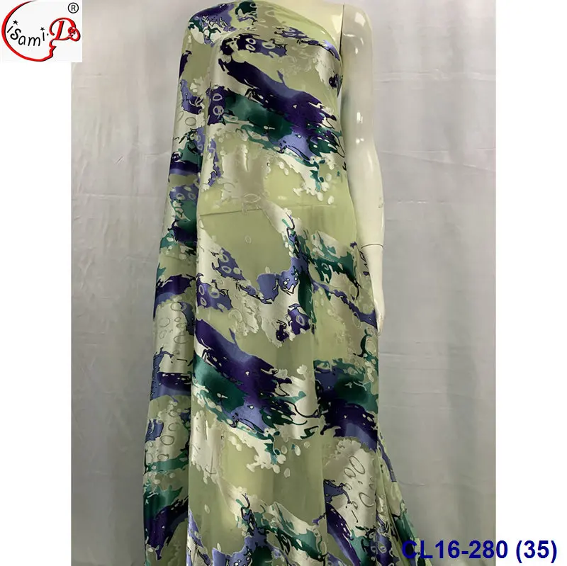 Lisami Ready for Ship Metallic Sudanese Fashion Soft Burn Out Golden Dirac and Gabasar Somali Dirac Fransawei Silk Fabric