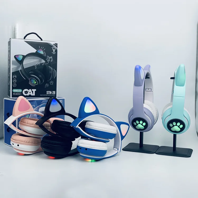 STN-28 Cat ears led light Headphones amazon amazon amazon Cat ear headset BT wireless headphones and glow for phone calls_3
