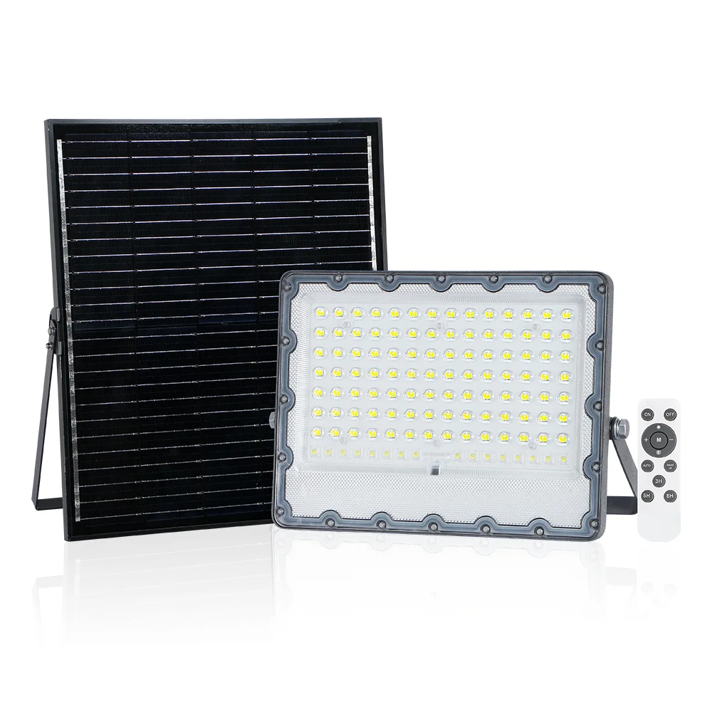 KCD High Brightness IP65 Rechargeable Motion-Sensor 6000lm Slim Lens Dimmable 200w 500w 1000w 2000w Solar LED Flood Light