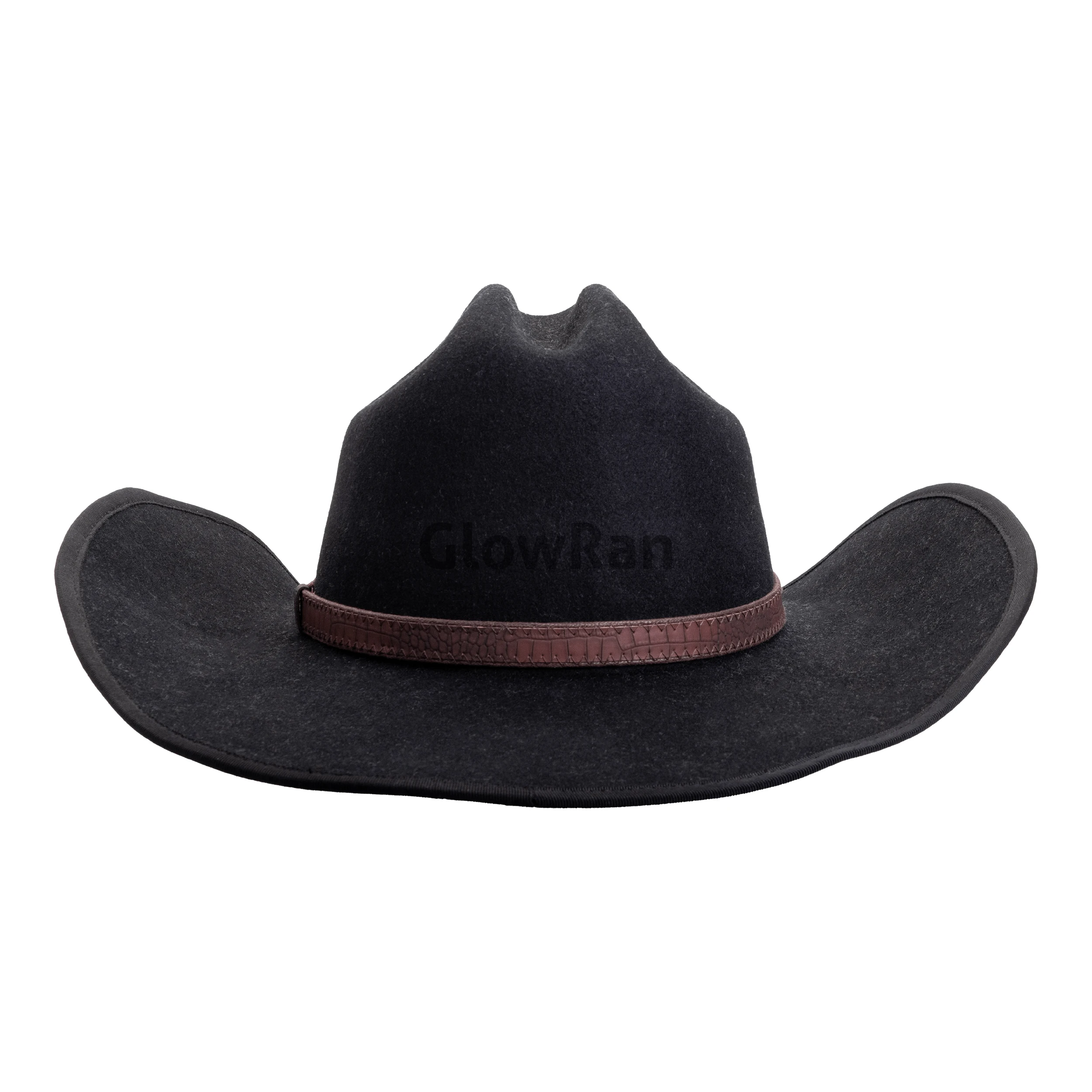 GlowRan 100 Wool Felt Western Black Cowboy Hats For Men Adult Ready To Ship