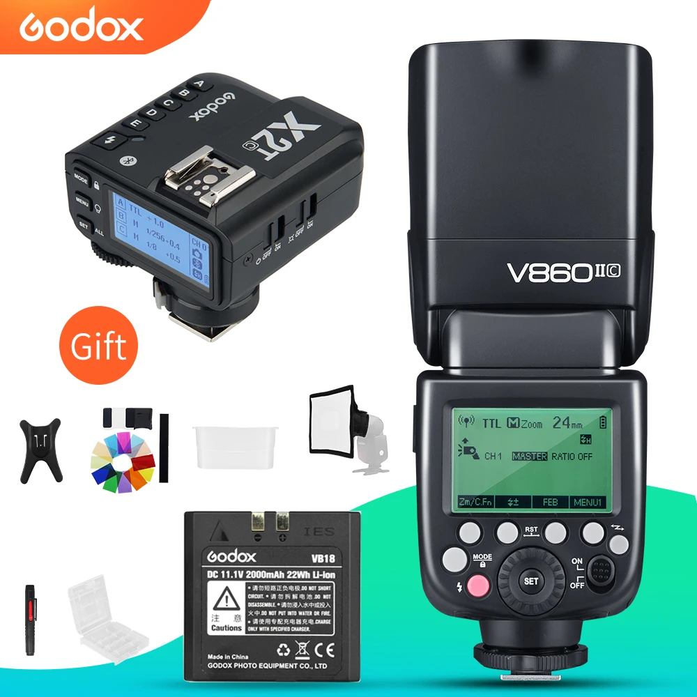Godox V860II-C/N/S/F/O TTL HSS Flash with X2T-C/N/S/F/O Trigger for Canon Nikon Sony Fuji Olympus