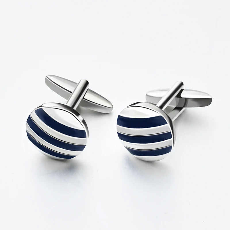 Kaidvll Cufflinks Luxury White Stripe Rectangle Cufflink Brand High Quality Crown Crystal Novelty Cufflink For Mens