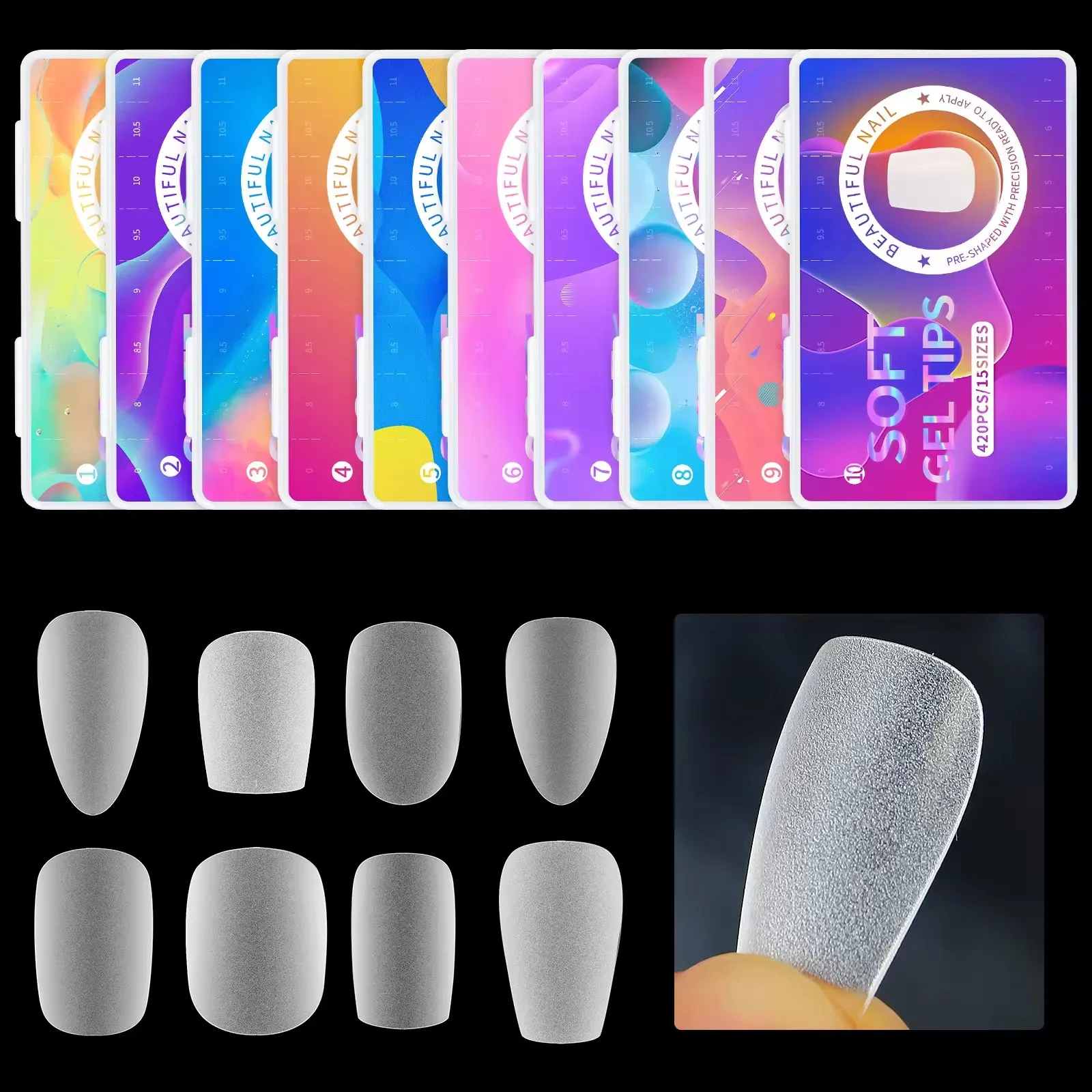 High Quality Gel X Nail Tips Extension Customize Logo Ballerina Coffin Almond Square Soft Gel Tips For Fingers