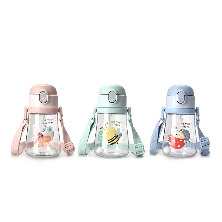 Food grade clear milk carton kids plastic water bottles with children drinking bottle flip straw