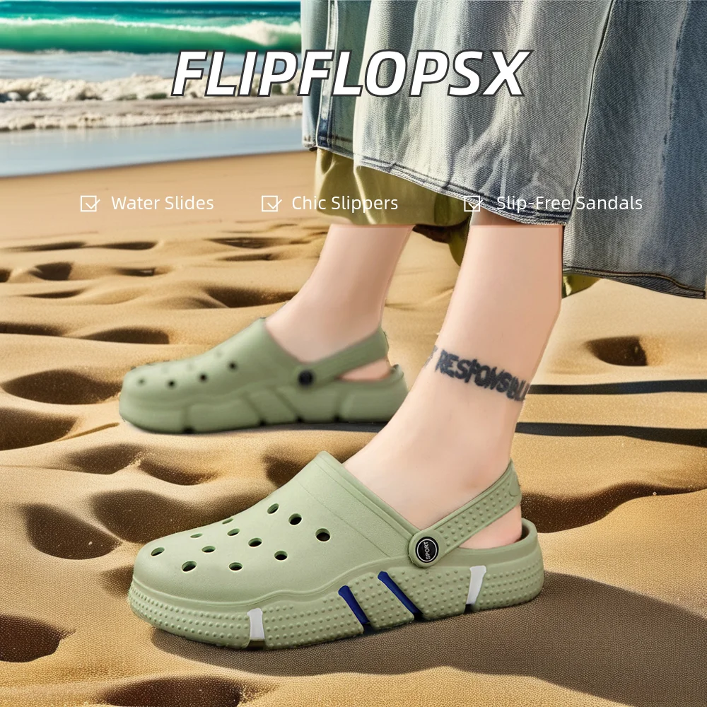 Unisex Summer Beach Sandals Quick-Drying Feature New Fashion Outwear Anti-Slip Thick Sole Casual Personalized Slippers Spring