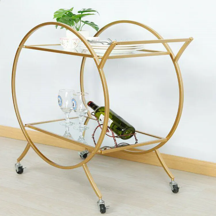 Best quality gold metal coffee cart trailers hotel furnitures cart coffee table hardware garden furniture