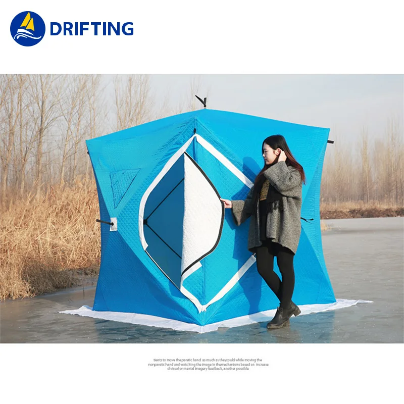 Outdoor camping Double layer plus cotton thickening cold snow Quickly open camouflage Winter Ice fishing tent