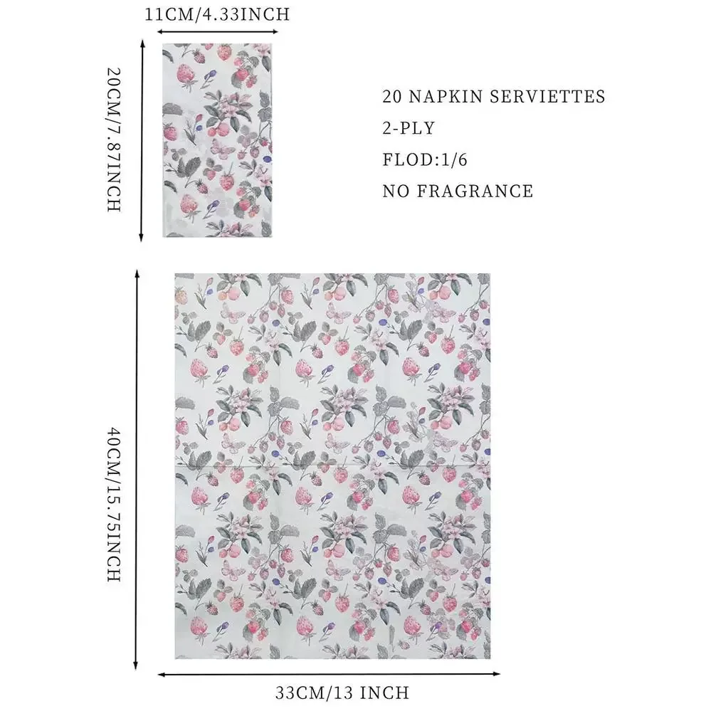 33*40 Watercolor printed strawberry napkins Colored paper towels dining room decoration paper placemat