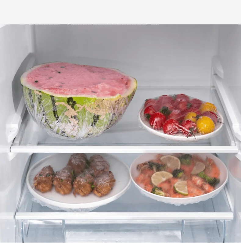 100pcs Disposable Food Cover Plastic Elastic plastic wrap Lids Storage Kitchen Fresh