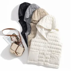 New Casual Warm Sleeveless Coat Jacket Vest Women Winter Coat Hoodie Puffer Vest